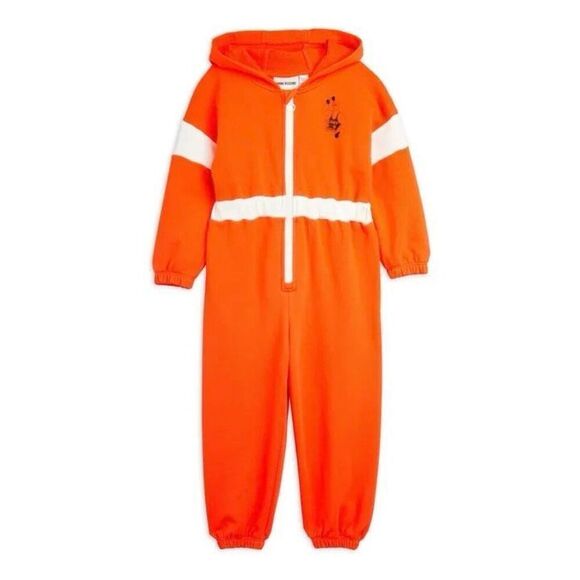 NWOT Mini Rodini Red/Orange Bodybuilder Organic Unisex Jumpsuit Romper Kids 9-11 - Picture 1 of 16